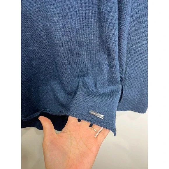 Sweaty Betty Alpine Navy Merino Wool Knit Tunic Jumper Mock Neck England Made S - Picture 3 of 10